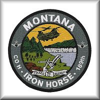 A unit patch from Company H, 189th Aviation, part of the Army National Guard, located in Montana.