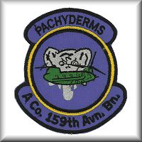 A patch from A Company - "Pachyderms", 159th Aviation Battalion, circa 1960s.