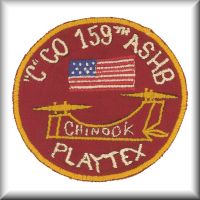 A patch from C Company - "Platex", 159th Assault Support Helicopter Battalion (ASHB), from thier time in the Republic of Vietnam, circa mid-1960s.