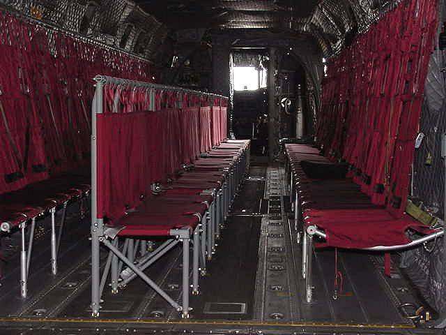 Boeing CH-47D Chinook - In certain configurations, the Chinook can carry 55 troops in the main cabin.