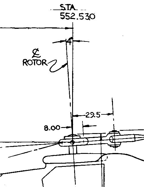 Boeing drawing showing the tilt of the Aft Transmission set to 4 degrees.