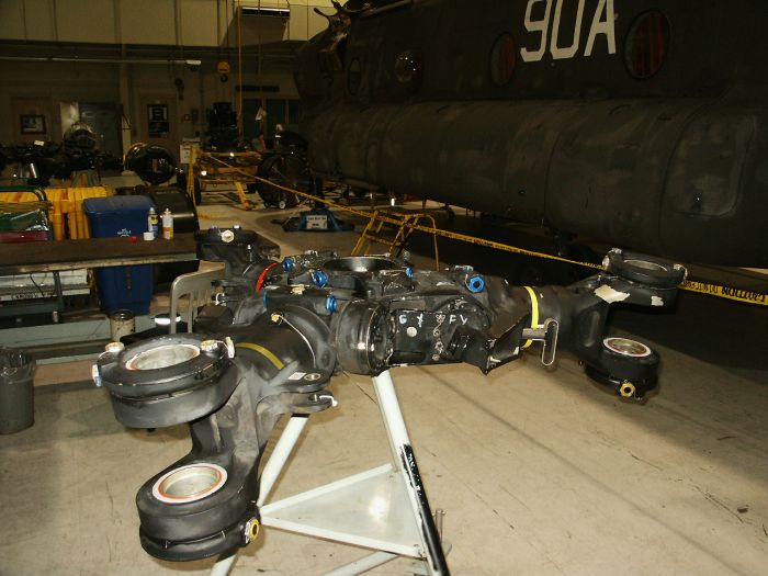 The CH-47D Chinook helicopter Aft Rotor Head.