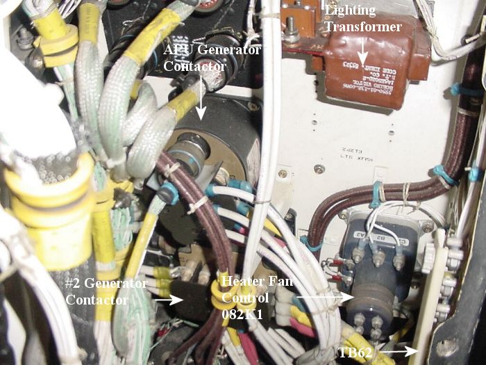 Bottom right corner of the Number Two PDP showing the APU Generator Contactor.